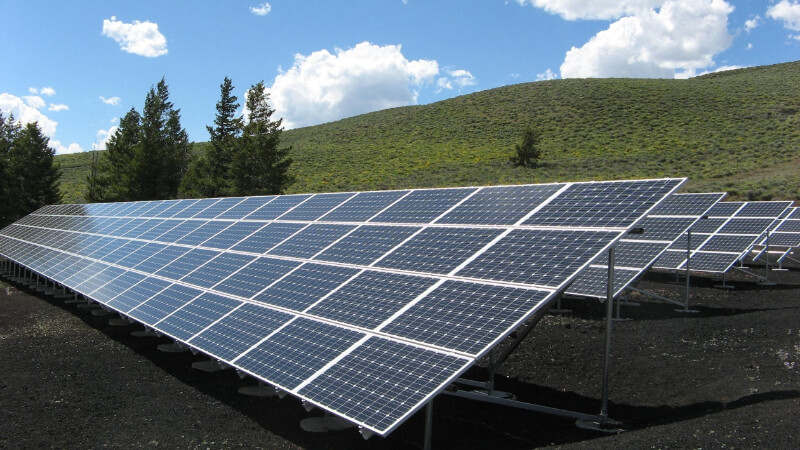 Solar panels on empty land